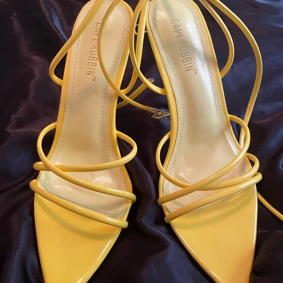 Yellow Strap up Heels - Picture 3 of 6